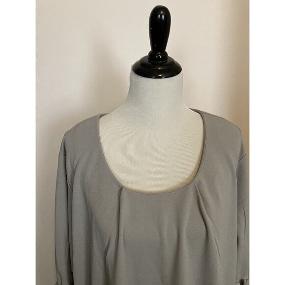Standards & Practices Boho Dress •3X• Plus Size Grey Crepe Balloon Sleeve NWT! - Picture 5 of 11